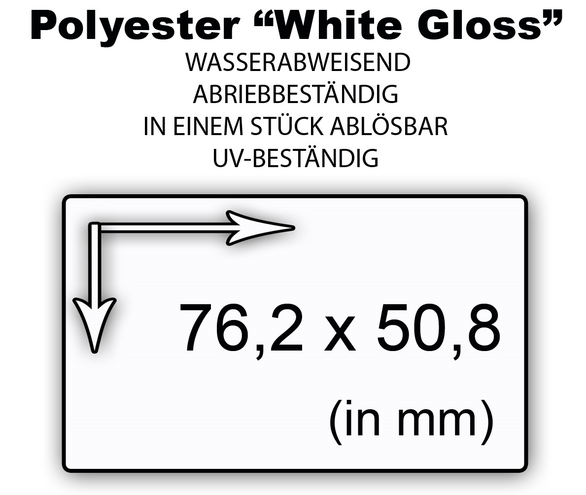 ETIKETT 3" X 2" POLYESTER