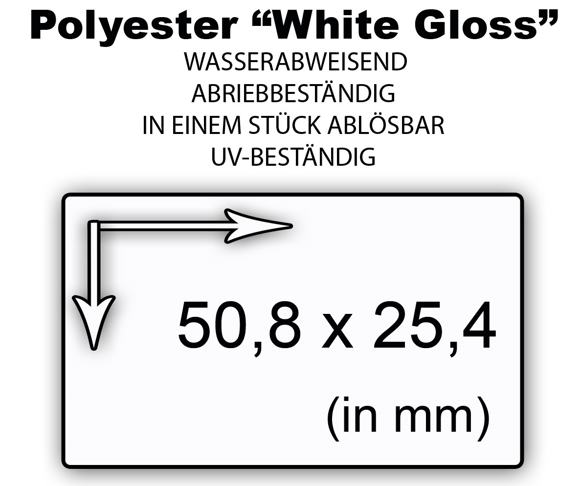 Etikett 2" x 1" Polyester